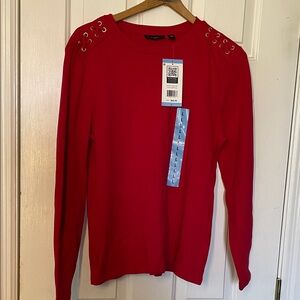 Rafaella Scarlet Long Sleeve Top with Grommet Detail